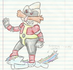 Size: 571x541 | Tagged: safe, artist:stormerstatic, rainbow dash, g4, crossover, doctor eggman, male, sonic the hedgehog (series), traditional art
