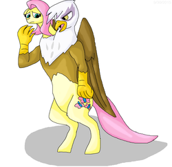 Size: 1276x1240 | Tagged: safe, artist:mojo1985, fluttershy, gilda, chimera, pony, g4, bipedal, conjoined, female, fusion, gildashy, lesbian, shipping, two heads, we have become one