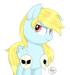 Size: 1280x1371 | Tagged: safe, artist:notenoughapples, oc, oc only, oc:downburst, pegasus, pony, glare, looking at you, skull, solo