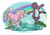 Size: 842x595 | Tagged: safe, artist:solkatt, baby lickety-split, spike (g1), dragon, earth pony, pony, g1, claws, dancing, female, happy, male, mare, rain, rainbow, smiling, splashing, tail