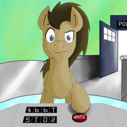 Size: 2000x2000 | Tagged: safe, artist:periodicbrony, doctor whooves, time turner, pony, g4, doctor who, fanart, high res, male, silly background, solo, stallion, tardis