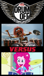 Size: 503x875 | Tagged: safe, pinkie pie, equestria girls, g4, my little pony equestria girls: rainbow rocks, pinkie on the one, animal (muppet), drum kit, drums, drumsticks, musical instrument, ponied up, the muppets