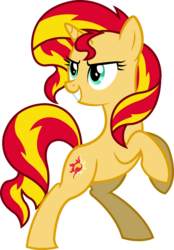 Size: 2416x3479 | Tagged: safe, artist:outlawedtofu, sunset shimmer, pony, unicorn, g4, confident, female, high res, rearing, simple background, solo, transparent background, vector