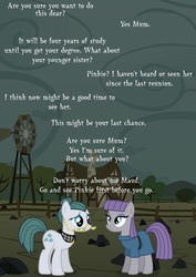 Size: 751x1063 | Tagged: safe, artist:rjrgmc28, cloudy quartz, maud pie, earth pony, pony, g4, dialogue, duo, female, mare, rock farm, text