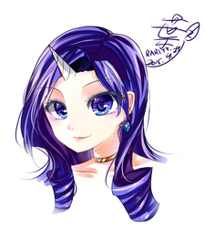 Size: 900x1000 | Tagged: safe, artist:leab-lb, rarity, human, g4, female, horn, horned humanization, humanized, pixiv, solo