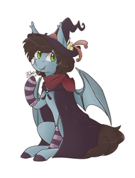 Size: 868x1142 | Tagged: safe, artist:crunchy-sheep, oc, oc only, bat pony, pony, clothes, costume, socks, solo, striped socks, witch