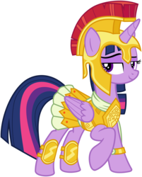 Size: 2552x3180 | Tagged: safe, artist:jp, derpibooru exclusive, twilight sparkle, alicorn, pony, g4, scare master, .svg available, armor, armor skirt, athena, athena sparkle, bedroom eyes, clothes, costume, female, helmet, high res, lidded eyes, mare, simple background, skirt, solo, svg, transparent background, twilight sparkle (alicorn), vector