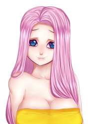 Size: 582x770 | Tagged: dead source, safe, artist:seppukuaddict, fluttershy, human, g4, breasts, bust, busty fluttershy, female, humanized, solo