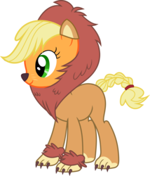 Size: 1365x1593 | Tagged: safe, artist:timelordomega, applejack, big cat, lion, scare master, applelion, clothes, costume, female, nightmare night, nightmare night costume, simple background, solo, transparent background, vector
