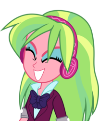 Size: 6780x8244 | Tagged: safe, artist:luckreza8, lemon zest, equestria girls, friendship games, .svg available, absurd resolution, bowtie, clothes, crystal prep academy, crystal prep academy uniform, crystal prep shadowbolts, eyes closed, female, headphones, inkscape, listening, music, school uniform, simple background, solo, transparent background, vector