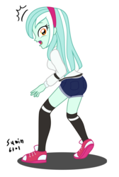 Size: 1392x2075 | Tagged: safe, artist:sumin6301, lyra heartstrings, equestria girls, g4, alternate hairstyle, background human, clothes, female, hairband, hot pants, shoes, shorts, solo, stockings