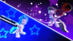 Size: 1920x1080 | Tagged: safe, artist:flutterdaz, dj pon-3, octavia melody, vinyl scratch, g4, slice of life (episode), 3d, cello, headphones, keyboard, musical instrument, scene interpretation, shit just got real, source filmmaker, stars