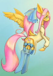 Size: 2039x2894 | Tagged: safe, artist:unousaya, fluttershy, g4, butt wings, clothes, female, high res, solo, stockings