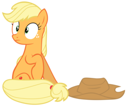 Size: 7000x5800 | Tagged: safe, artist:tardifice, applejack, g4, absurd resolution, female, raised hoof, simple background, sitting, solo, transparent background, vector, wide eyes