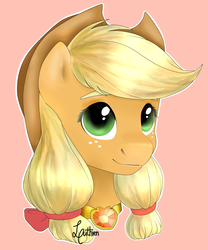 Size: 1024x1229 | Tagged: safe, artist:sofilut, applejack, g4, element of honesty, female, pigtails, portrait, simple background, solo