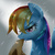 Size: 2048x2048 | Tagged: safe, artist:iron age, rainbow dash, g4, applejack's hat, female, hat, high res, mouth hold, rain, solo, wet, wet mane