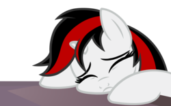 Size: 4948x3093 | Tagged: safe, artist:age3rcm, oc, oc only, oc:blackjack, pony, unicorn, fallout equestria, fallout equestria: project horizons, canterlot boutique, g4, eyes closed, fanfic, fanfic art, female, hooves, horn, mare, sad, show accurate, simple background, solo, transparent background, vector