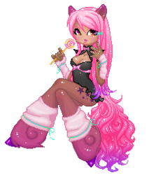 Size: 216x253 | Tagged: safe, artist:leviathen, oc, oc only, oc:sugar star, anthro, unguligrade anthro, ambiguous facial structure, anthro oc, candy, lollipop, pixel art, solo