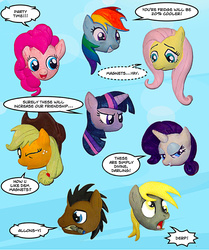 Size: 800x957 | Tagged: safe, artist:heylookasign, applejack, derpy hooves, doctor whooves, fluttershy, pinkie pie, rainbow dash, rarity, time turner, twilight sparkle, earth pony, pony, g4, craft, doctor who, irl, magnet, magnets, male, mane six, photo, sonic screwdriver, stallion