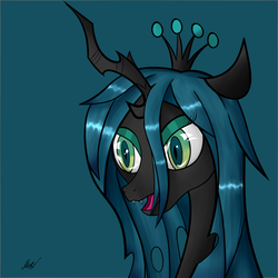 Size: 2000x2000 | Tagged: dead source, safe, artist:soveno, queen chrysalis, changeling, changeling queen, g4, female, high res, simple background, solo