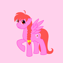 Size: 900x900 | Tagged: safe, artist:8bitsofmagic, oc, oc only, oc:cootersneeze, pegasus, pony, braid, female, looking at you, mare, pegasus oc, pink background, raised hoof, simple background, solo, wings