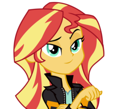 Size: 5165x4593 | Tagged: safe, artist:mlpcompilation, sunset shimmer, equestria girls, g4, my little pony equestria girls: friendship games, absurd resolution, clothes, female, leather jacket, raised eyebrow, simple background, smirk, solo, transparent background, vector