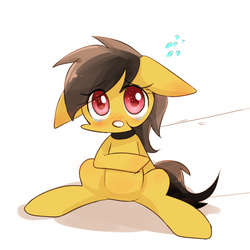 Size: 1500x1500 | Tagged: safe, artist:joycall6, daring do, g4, blushing, collar, female, floppy ears, leash, looking at you, pulling, sitting, solo, spread legs, tugging