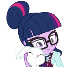 Size: 3742x3375 | Tagged: safe, artist:mlpcompilation, angel bunny, sci-twi, twilight sparkle, equestria girls, g4, my little pony equestria girls: friendship games, clothes, crystal prep academy, crystal prep academy uniform, crystal prep shadowbolts, cute, glasses, high res, magic capture device, school uniform, simple background, transparent background, vector