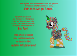 Size: 3819x2778 | Tagged: safe, oc, oc only, oc:princess mega socks, alicorn, pony, alicorn oc, arial, best pony, clothes, donut steel, fail, high res, ribbon, socks, solo, text