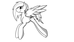 Size: 3840x2160 | Tagged: safe, artist:nighthunter, oc, oc only, oc:wooden toaster, pegasus, pony, female, high res, monochrome, solo