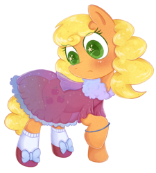 Size: 1800x2000 | Tagged: safe, artist:patchnpaw, applejack, g4, clothes, cute, dress, female, jackabetes, see-through, simple background, solo, transparent background, wingding eyes