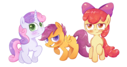 Size: 3245x1729 | Tagged: safe, artist:patchnpaw, apple bloom, scootaloo, sweetie belle, g4, adorabloom, cute, cutealoo, cutie mark crusaders, diasweetes, simple background, transparent background, wingding eyes