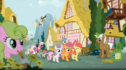 Size: 1667x924 | Tagged: safe, screencap, apple bloom, cheerilee, daisy, derpy hooves, flower wishes, goldengrape, little red, mochaccino, peach fuzz, rare find, scootaloo, sir colton vines iii, snails, snips, sweetie belle, twist, earth pony, pegasus, pony, unicorn, crusaders of the lost mark, g4, colt, cutie mark crusaders, female, filly, magic, male, mare, stallion, telekinesis, the cmc's cutie marks