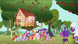 Size: 1920x1080 | Tagged: safe, screencap, apple bloom, applejack, button mash, cheerilee, cotton cloudy, diamond tiara, fluttershy, photo finish, pinkie pie, pipsqueak, rainbow dash, rarity, scootaloo, silver spoon, snails, snips, spike, sweetie belle, twilight sparkle, twist, alicorn, earth pony, pony, crusaders of the lost mark, g4, camera, colt, cutie mark crusaders, female, filly, liquid button, male, mane seven, mane six, mare, the cmc's cutie marks, twilight sparkle (alicorn)