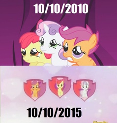 Size: 914x960 | Tagged: source needed, safe, edit, edited screencap, screencap, apple bloom, scootaloo, sweetie belle, crusaders of the lost mark, friendship is magic, g4, cutie mark, cutie mark crusaders, happy birthday mlp:fim, it happened, mlp fim's fifth anniversary, scrunchy face, the cmc's cutie marks
