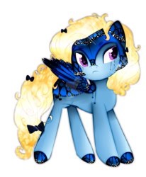 Size: 1600x1946 | Tagged: safe, artist:syico, oc, oc only, oc:blue peleide, butterfly pony, original species, pony, butterfly wings, simple background, solo, transparent background