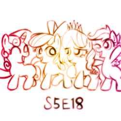 Size: 512x512 | Tagged: safe, artist:remyroez, apple bloom, diamond tiara, scootaloo, sweetie belle, crusaders of the lost mark, g4, cutie mark crusaders