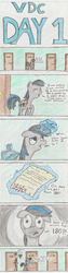 Size: 1280x5072 | Tagged: safe, oc, oc only, alicorn, parasprite, pony, vocational death cruise, alicorn oc, chubbie, hat, lined paper, paper, stick figure, traditional art