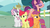 Size: 1635x915 | Tagged: safe, screencap, apple bloom, scootaloo, spoiled rich, sweetie belle, crusaders of the lost mark, g4, cutie mark crusaders, discovery family logo, raised eyebrow