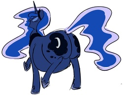 Size: 608x466 | Tagged: safe, artist:calorie, princess luna, alicorn, pony, belly, big belly, butt, cropped, fat, female, large butt, mare, moonbutt, plot, princess moonpig, solo, the ass was fat