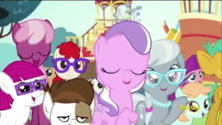 Size: 480x270 | Tagged: safe, screencap, cheerilee, diamond tiara, first base, lily longsocks, little red, peach fuzz, pipsqueak, silver spoon, snails, snips, super funk, twist, earth pony, pony, crusaders of the lost mark, g4, season 5, animated, animation error, colt, discovery family logo, great moments in animation, male
