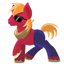 Size: 1600x1600 | Tagged: safe, artist:dr-whiskey, artist:mr-chaoz, big macintosh, earth pony, pony, g4, clothes, male, pants, solo, stallion, sunglasses, topless