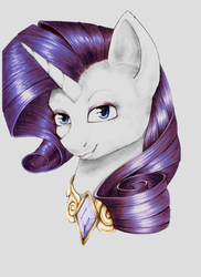 Size: 1024x1408 | Tagged: safe, artist:nenefi, rarity, pony, unicorn, g4, bust, element of generosity, female, mare, necklace, pencil drawing, portrait, solo, traditional art