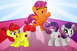 Size: 1280x853 | Tagged: safe, artist:aleximusprime, apple bloom, scootaloo, sweetie belle, crusaders of the lost mark, g4, butt, celebration, cutie mark, cutie mark crusaders, happy, plot, the cmc's cutie marks