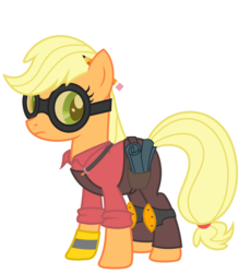 Size: 2500x2715 | Tagged: safe, artist:avastindy, applejack, g4, engineer, engineer (tf2), female, high res, simple background, solo, team fortress 2, transparent background, vector