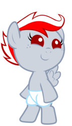 Size: 675x1184 | Tagged: safe, artist:doctorxfizzle, oc, oc only, baby, bipedal, cute, diaper, smiling, solo