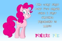Size: 2400x1600 | Tagged: safe, artist:mofetafrombrooklyn, pinkie pie, g4, anniversary, female, grin, image macro, meme, smiling, solo