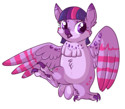 Size: 550x480 | Tagged: safe, artist:lulubell, twilight sparkle, bird, owl, g4, birdified, cute, female, looking at you, open mouth, raised leg, simple background, solo, species swap, spread wings, transparent background, twilight sparkowl, wings