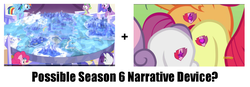 Size: 1441x502 | Tagged: safe, edit, edited screencap, screencap, apple bloom, applejack, fluttershy, pinkie pie, rainbow dash, rarity, scootaloo, spike, sweetie belle, twilight sparkle, alicorn, pony, crusaders of the lost mark, g4, season 6, cutie mark, cutie mark crusaders, female, filly, mane six, map, mare, the cmc's cutie marks, twilight sparkle (alicorn), twilight's castle