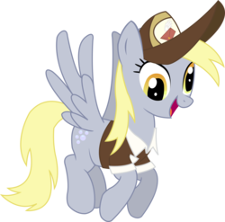 Size: 1402x1384 | Tagged: safe, artist:sketchmcreations, derpy hooves, pegasus, pony, crusaders of the lost mark, g4, clothes, cute, derpabetes, female, happy, hat, mailmare, mare, open mouth, shirt, simple background, smiling, solo, transparent background, vector